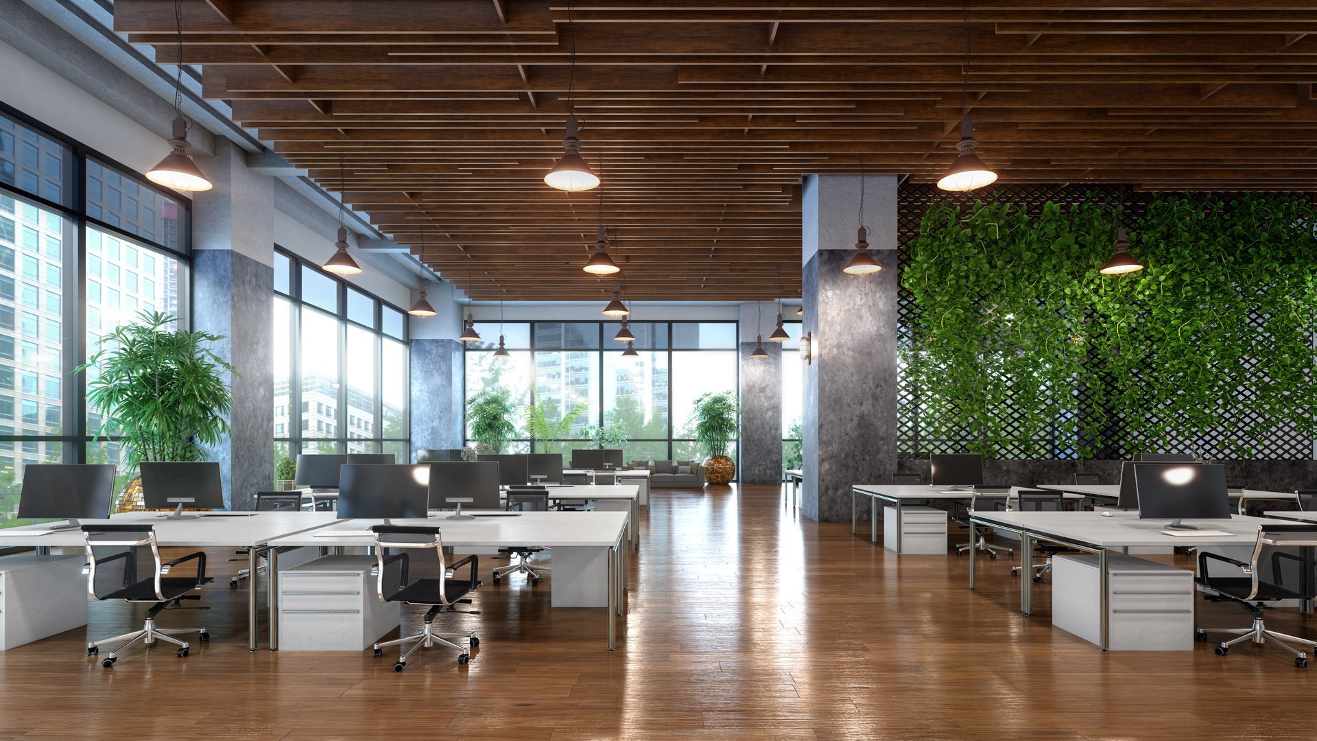Bright open modern office interior
